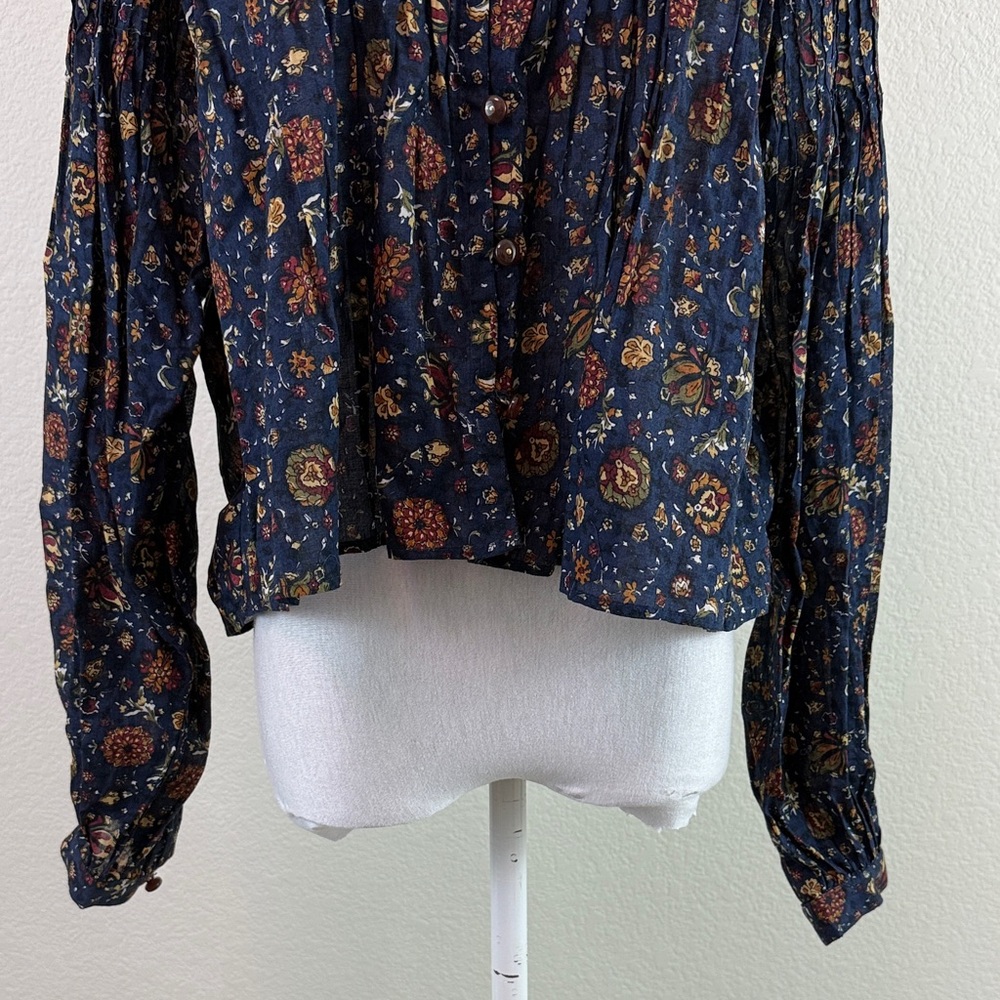 Veronica Beard Sherwood Floral Pleated Button Front‎ 100% Cotton Women's Top 6 - Picture 5 of 13